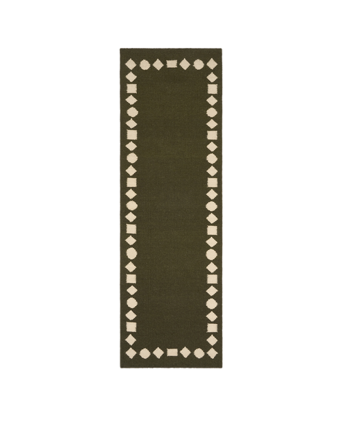 Catena olive washable blended wool flatweave runner double.online standard system 90x150cm