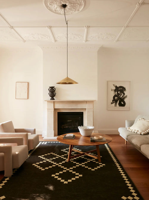 Centre charcoal chenille rug