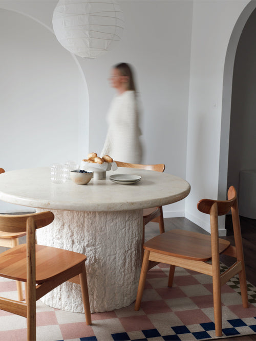 Checkered pale pink new jute runner