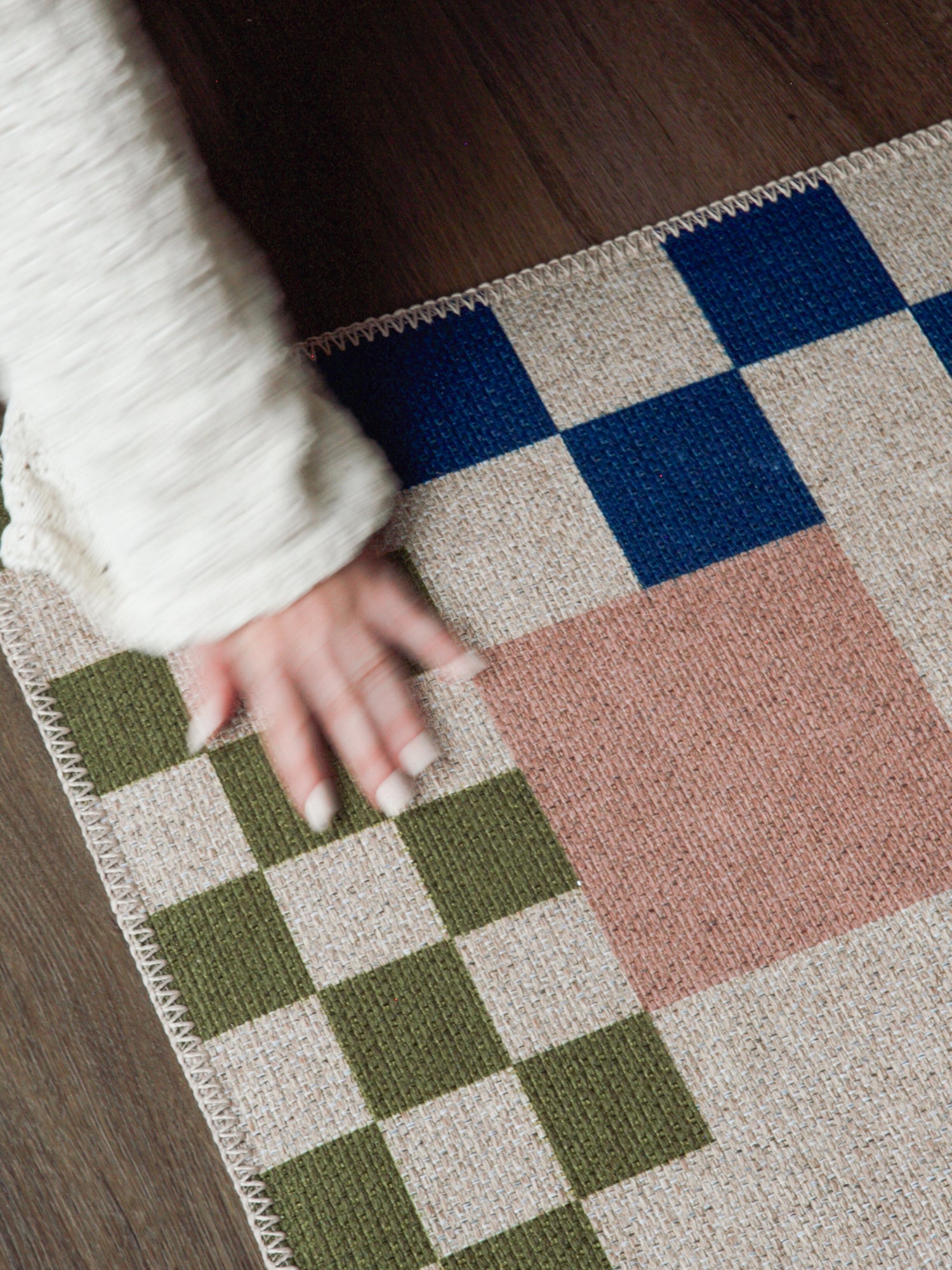 Checkered Pale Pink New Jute Rug