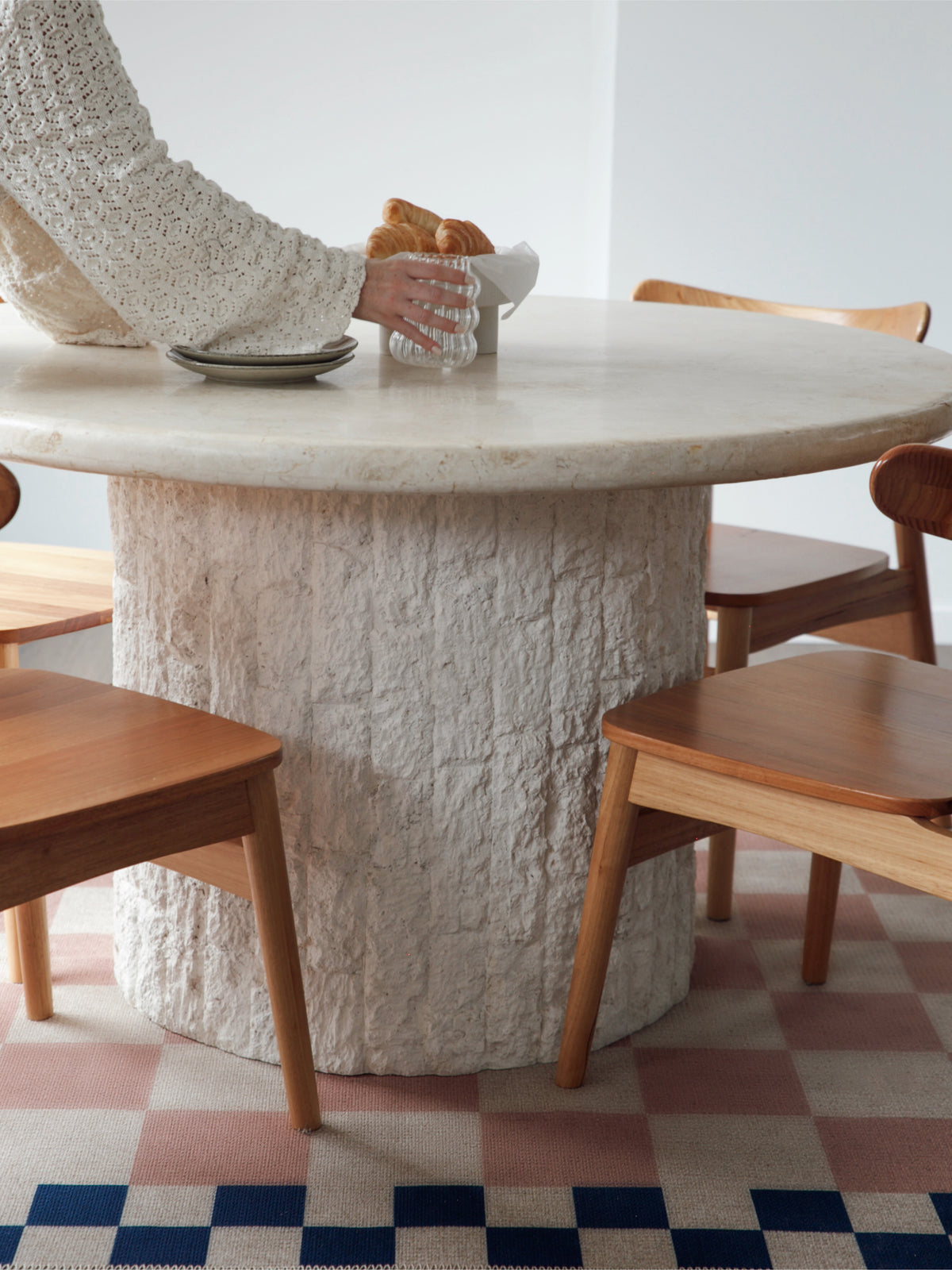 Checkered Pale Pink New Jute Rug