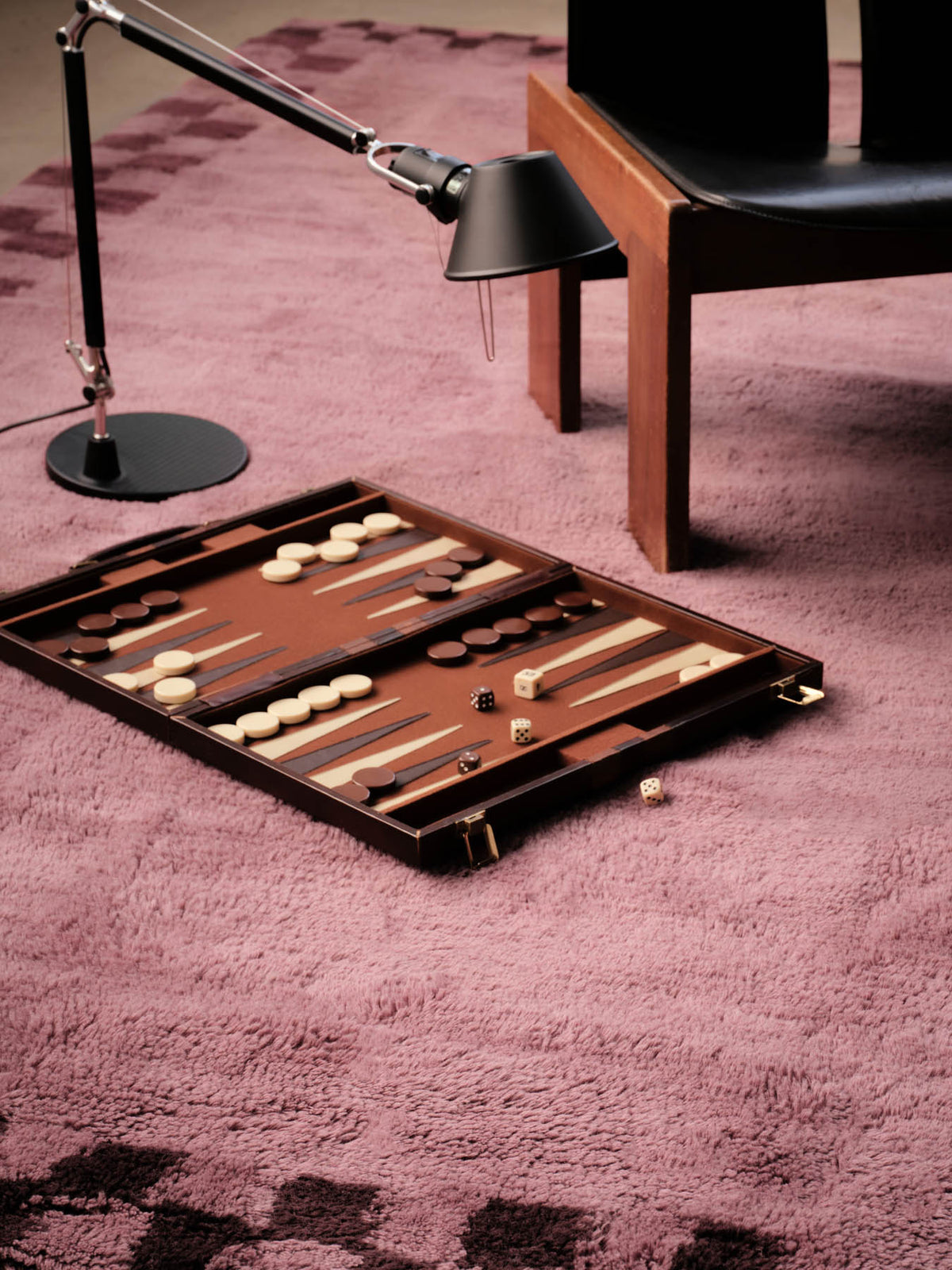 Checkline Dark Pink Washable Wool Fine Cut Pile Rug