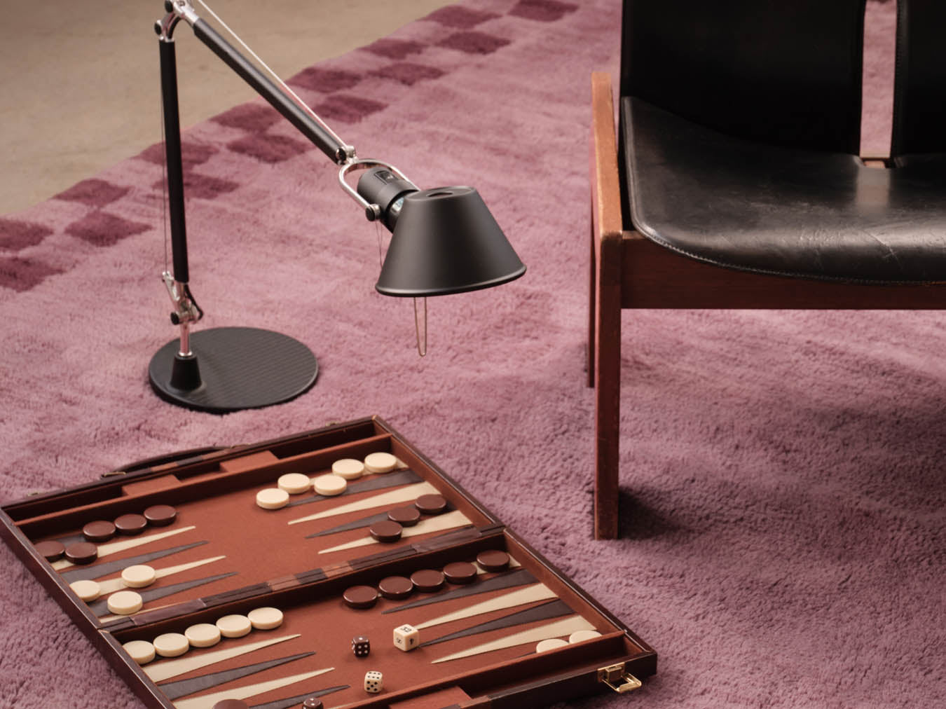 Checkline Dark Pink Washable Wool Fine Cut Pile Rug