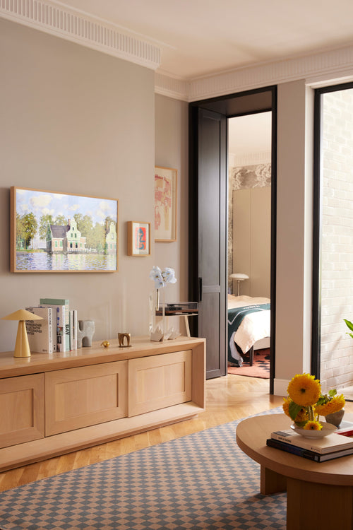 Checks light blue new jute rug