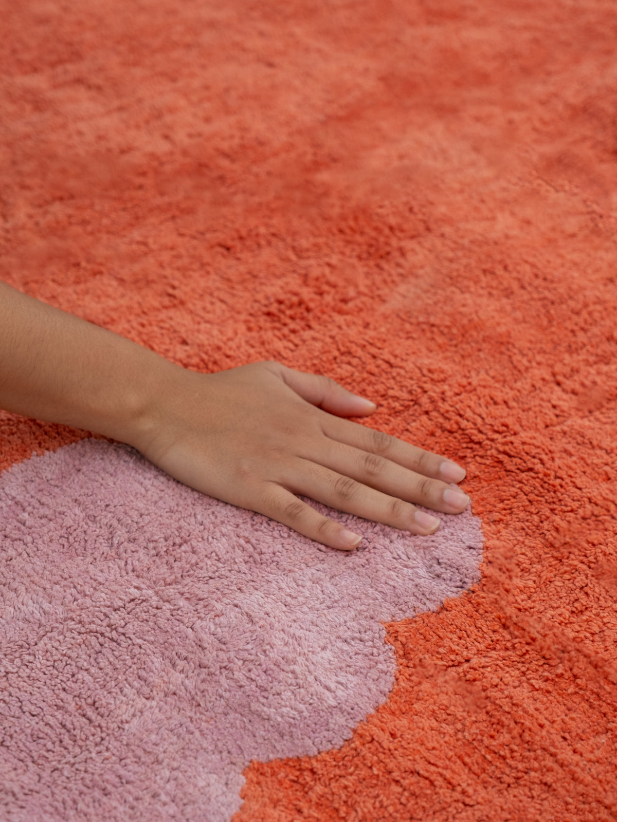 Clouds Red Washable Organic Cotton Cut Pile Rug