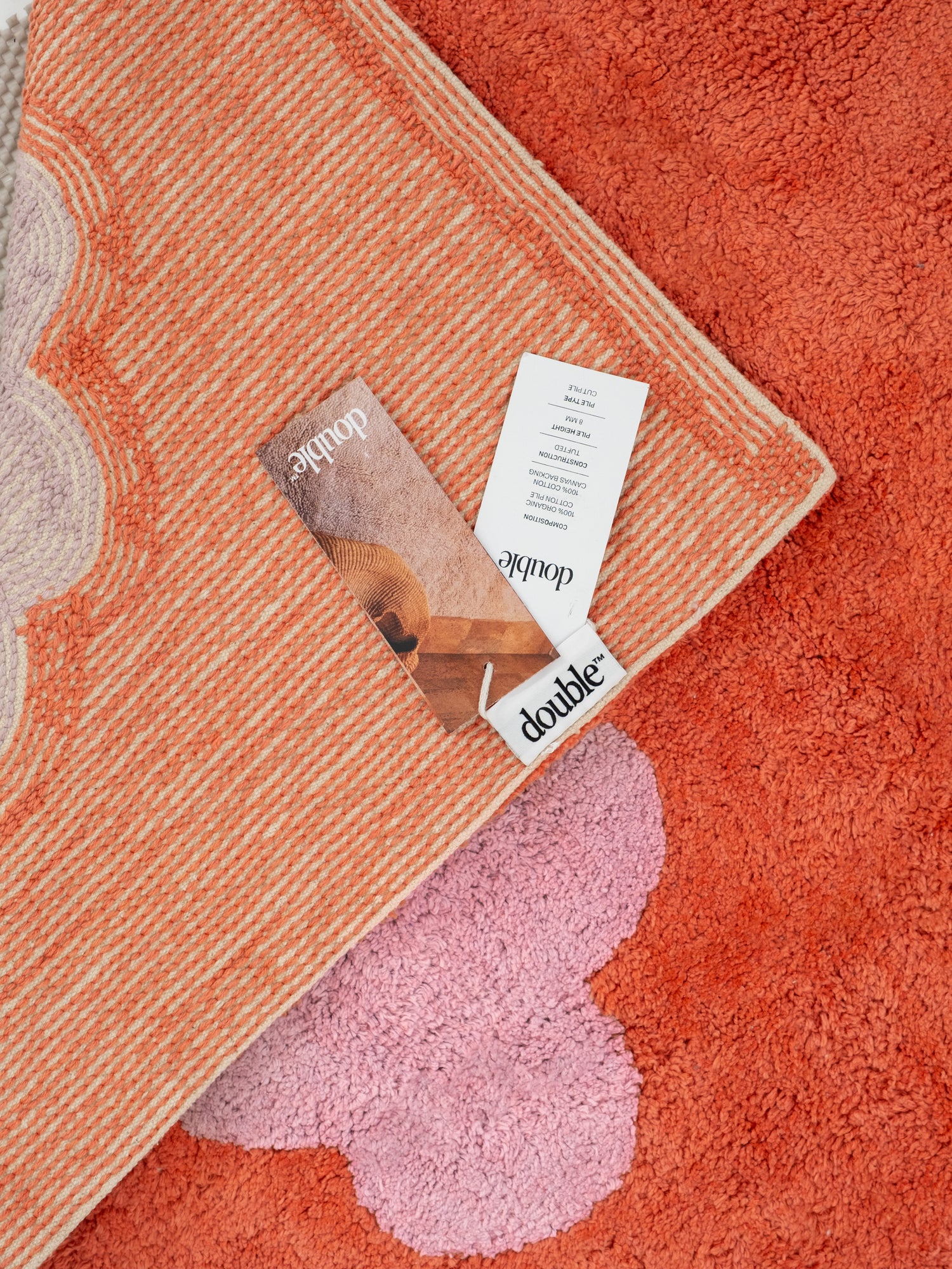 Clouds Red Washable Organic Cotton Cut Pile Swatch