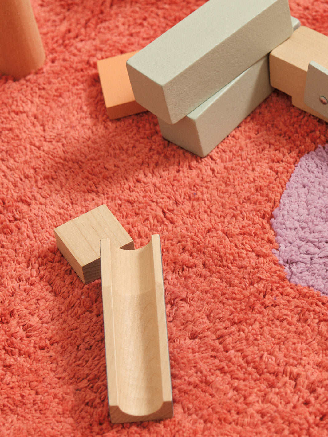 Clouds Red Washable Organic Cotton Cut Pile Rug