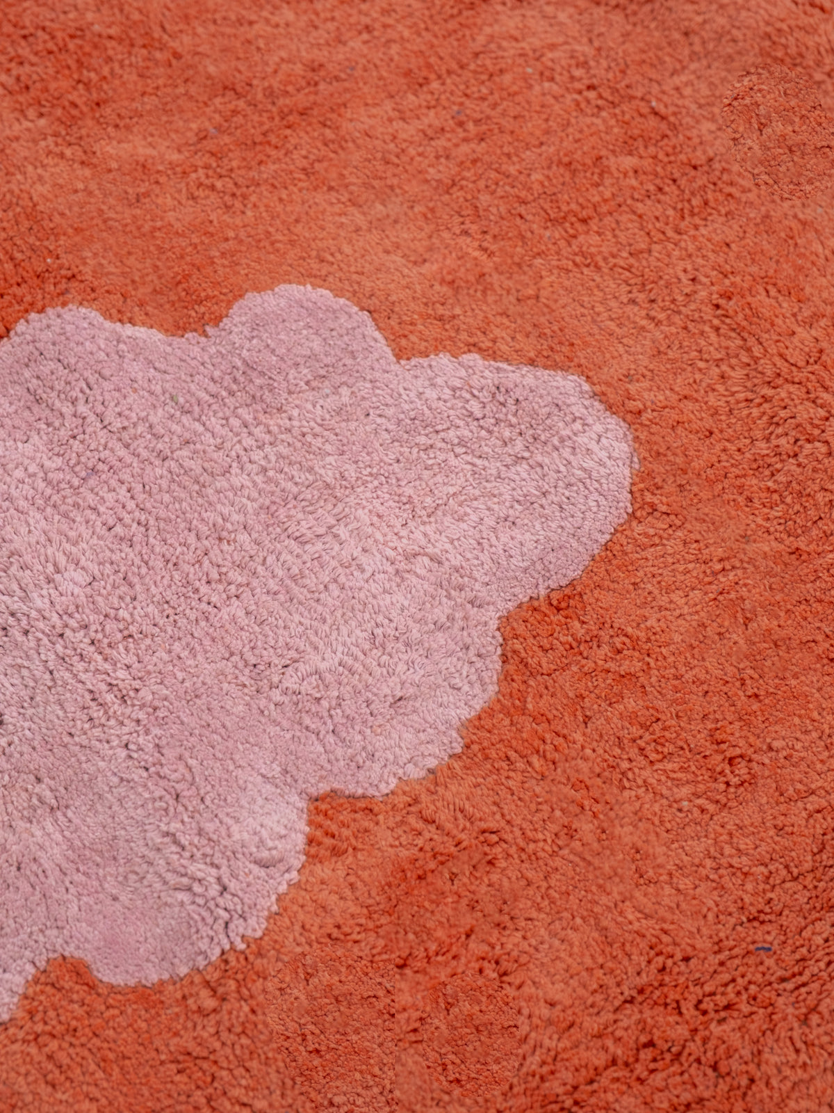 Clouds Red Washable Organic Cotton Cut Pile Rug