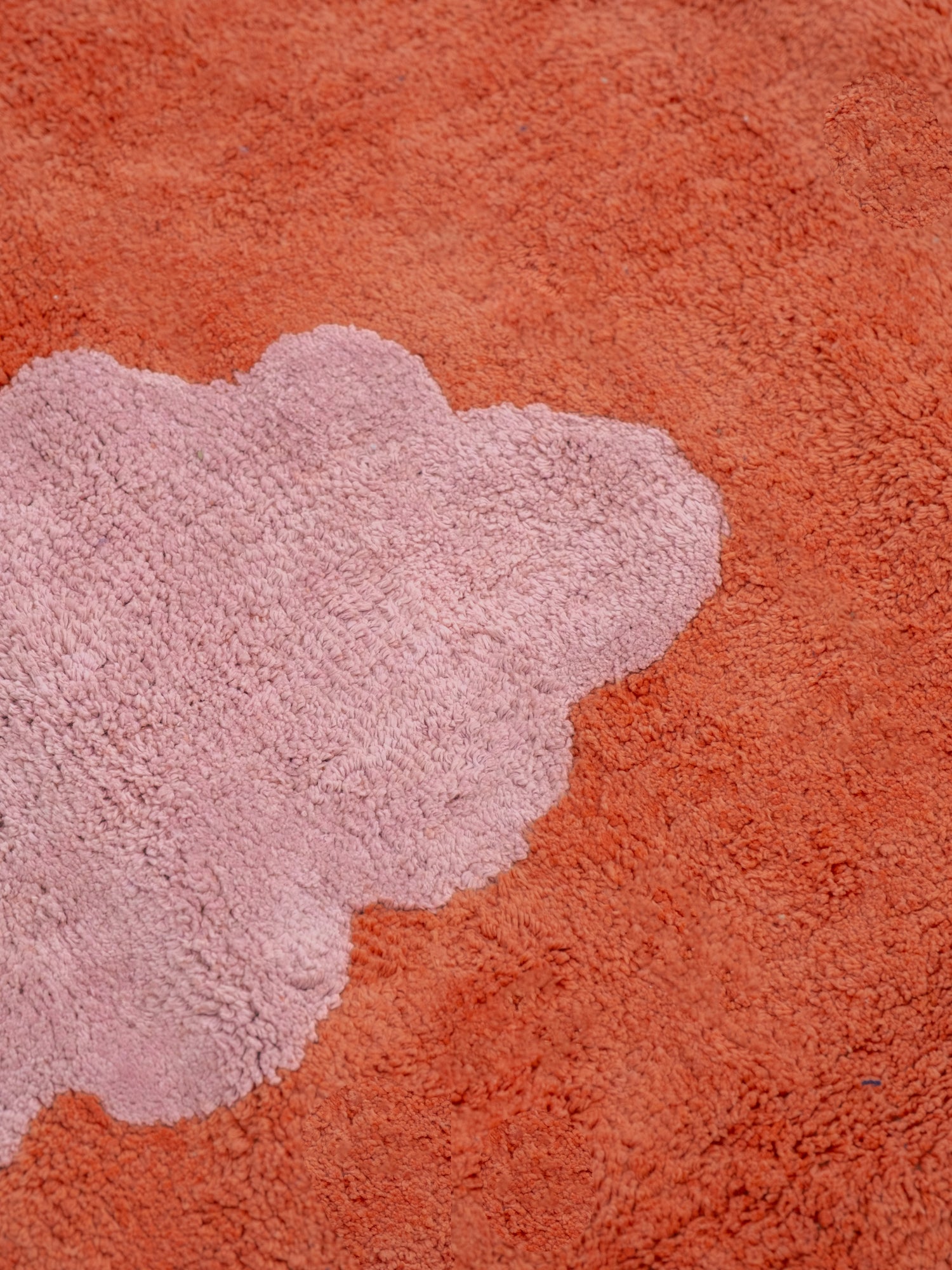 Clouds Red Washable Organic Cotton Cut Pile Swatch