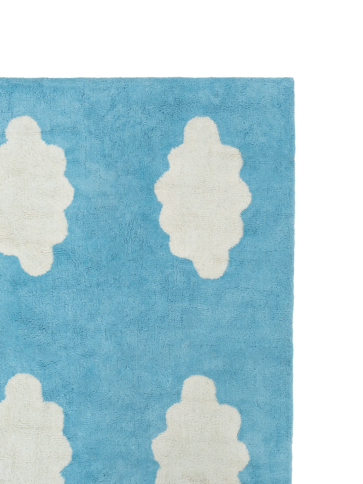 Clouds Light Blue Washable Organic Cotton Cut Pile Rug