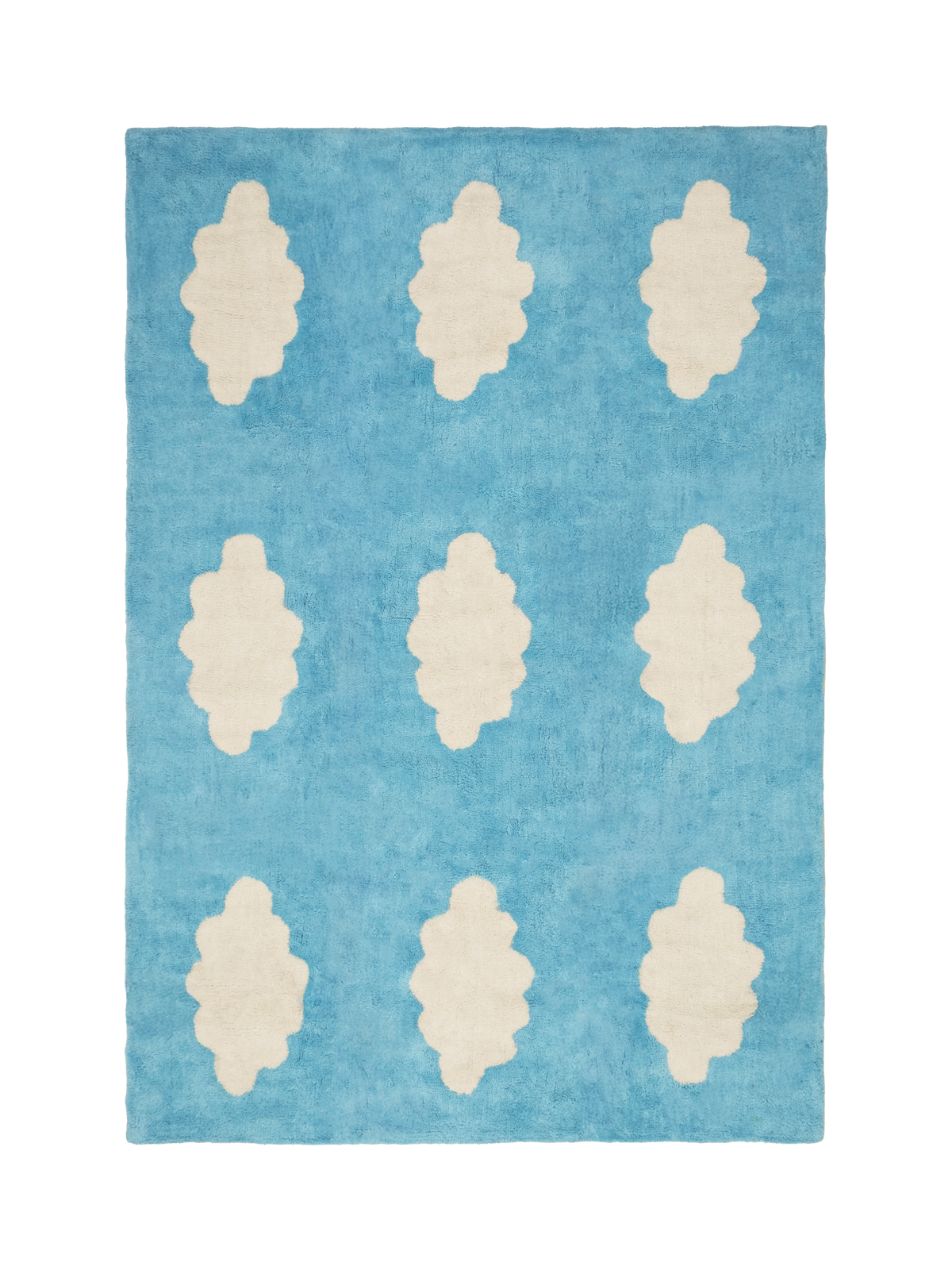 Clouds Light Blue Washable Organic Cotton Cut Pile Rug