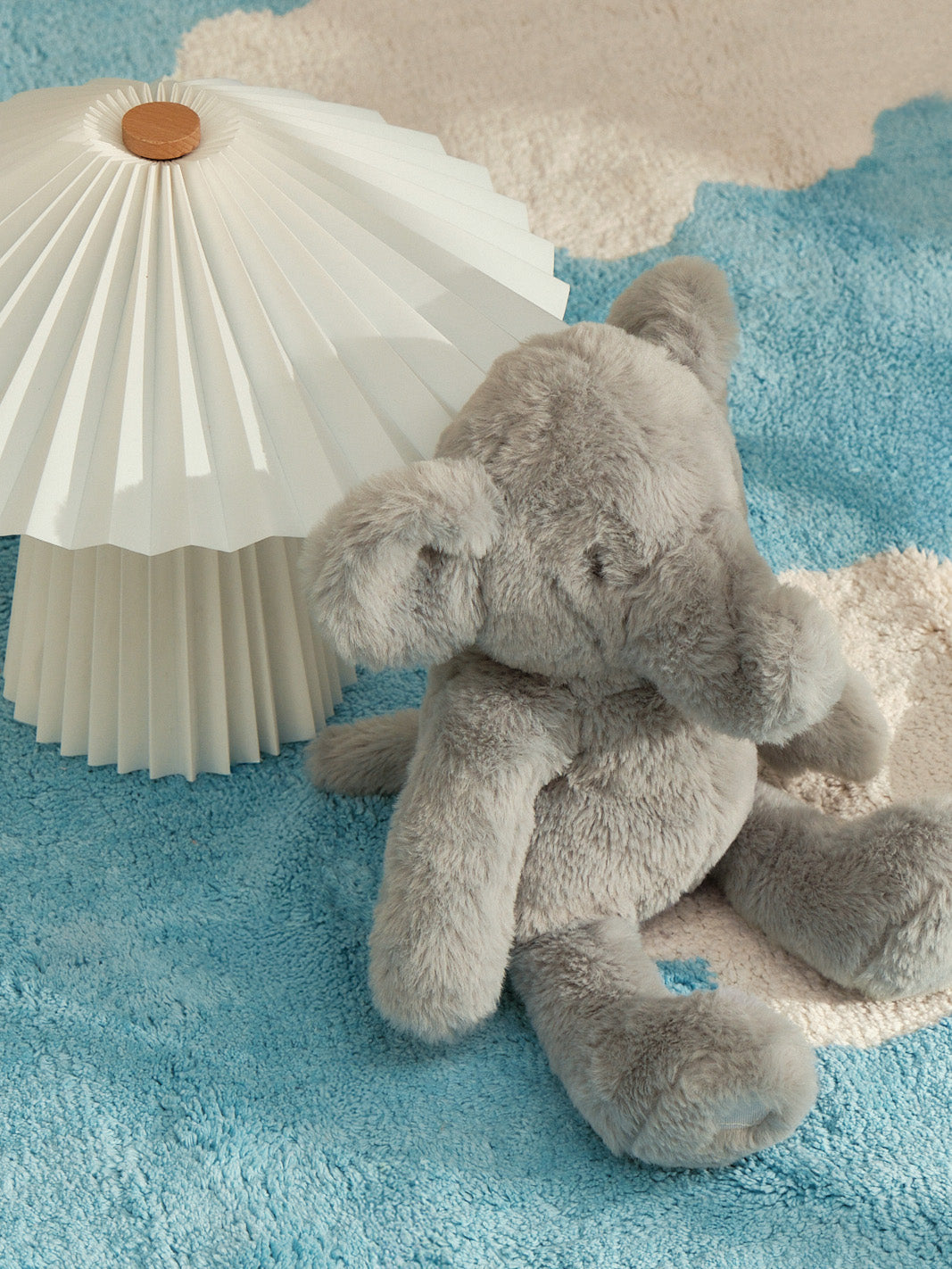 Clouds Light Blue Washable Organic Cotton Cut Pile Rug