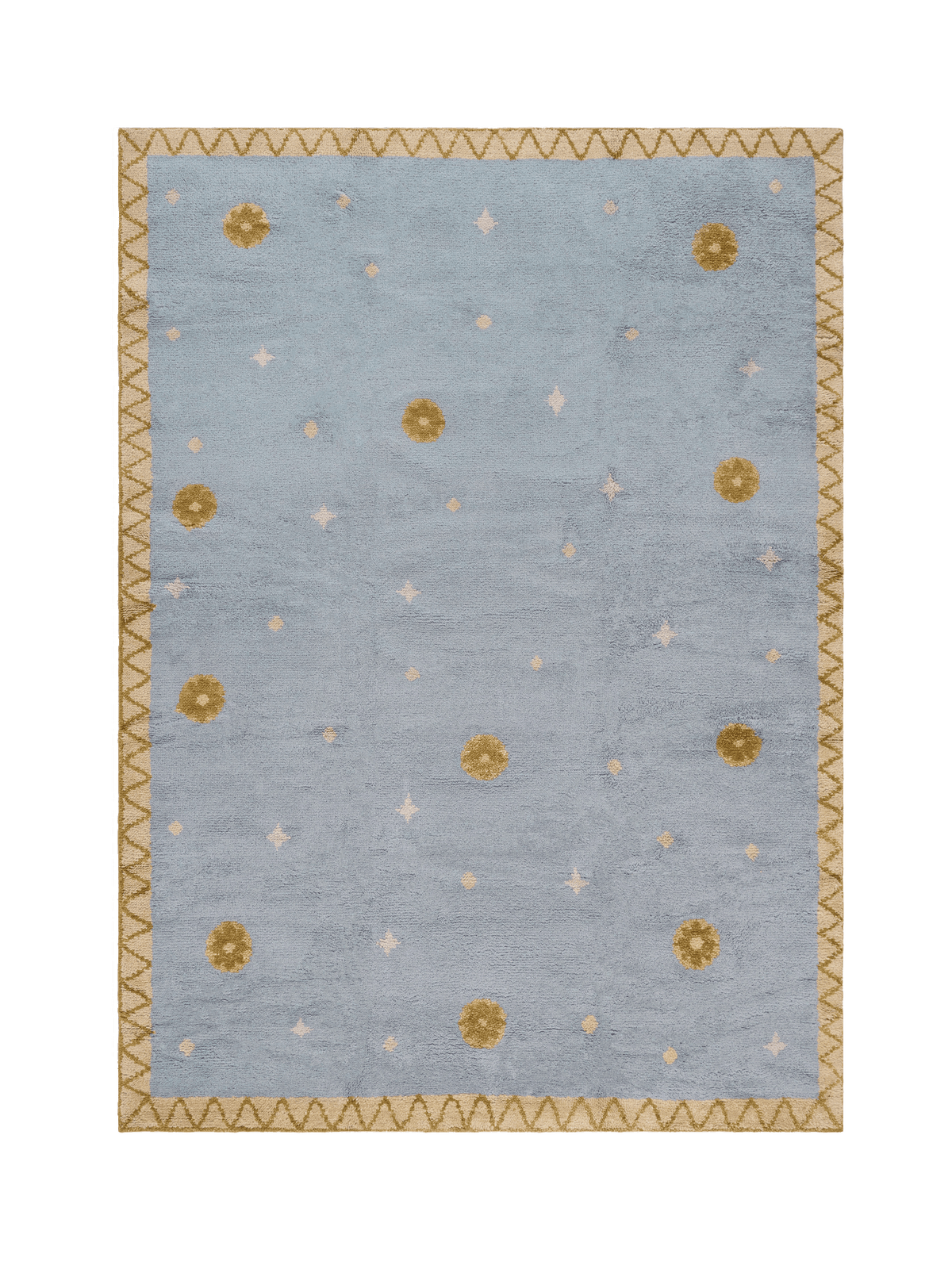 Constellation Slate Blue Washable Wool Hand Knotted Rug double.online