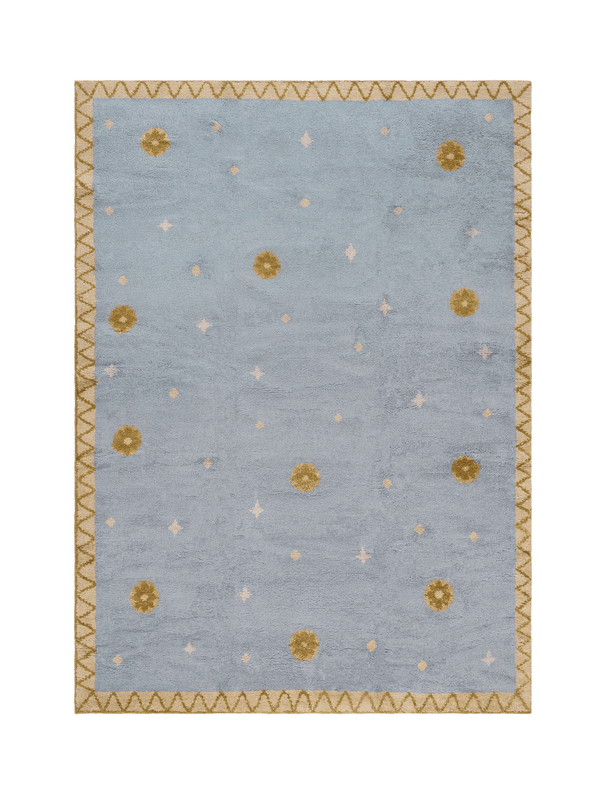 Constellation Slate Blue Washable Wool Hand Knotted Rug double.online