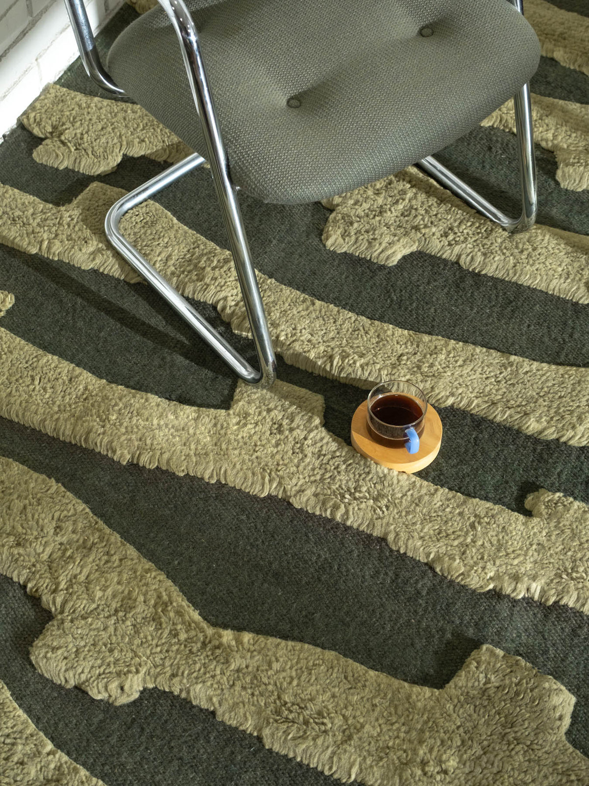 Cradle Green Washable Wool Handwoven Rug