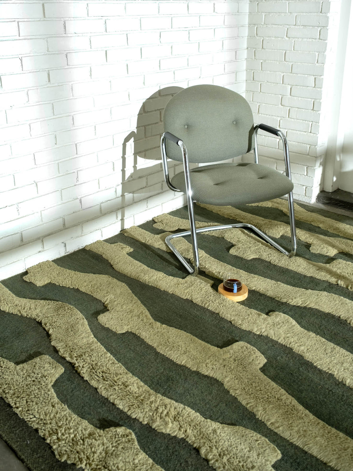 Cradle Green Washable Wool Handwoven Rug