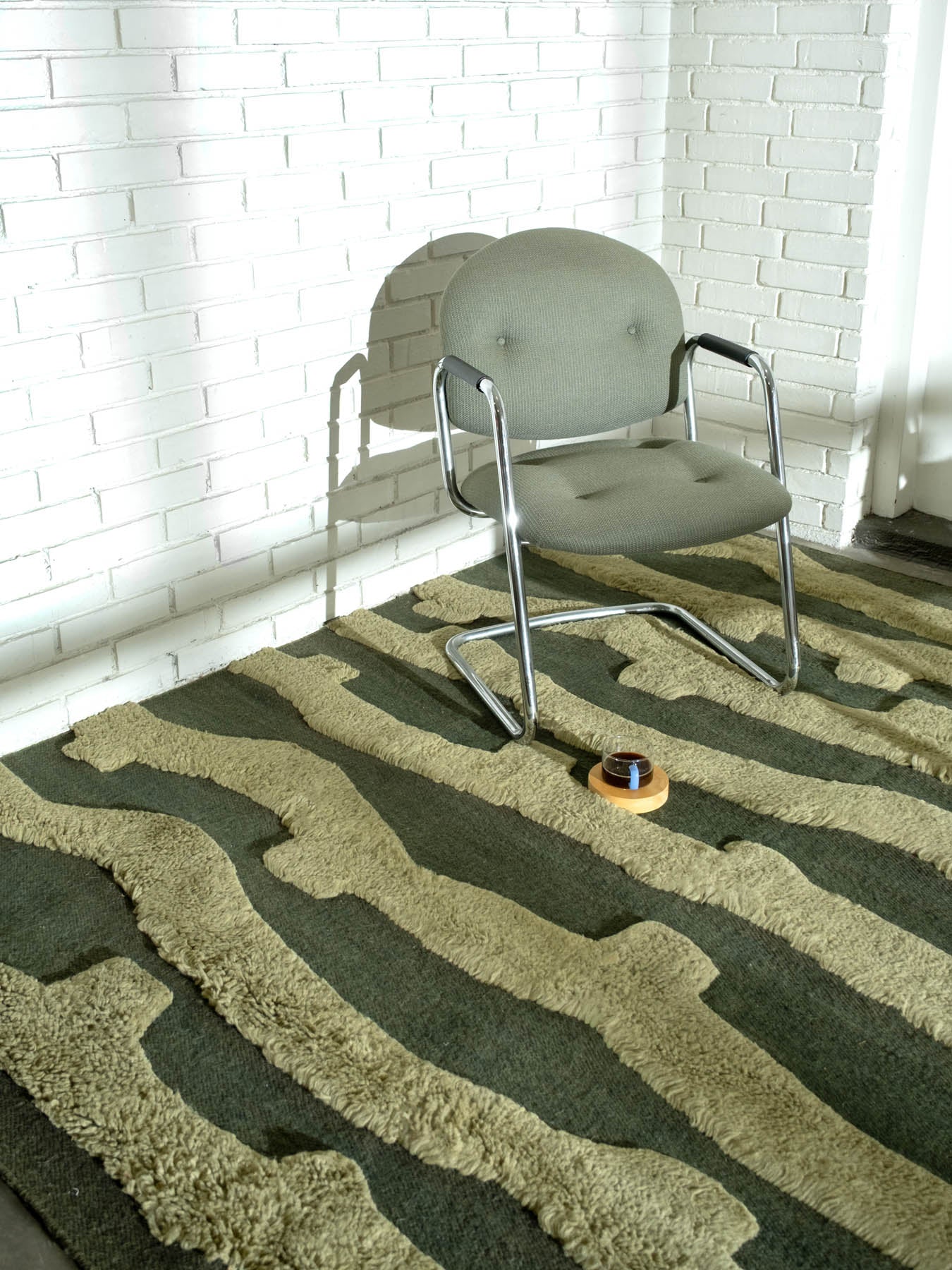 Cradle Green Washable Wool Handwoven Rug