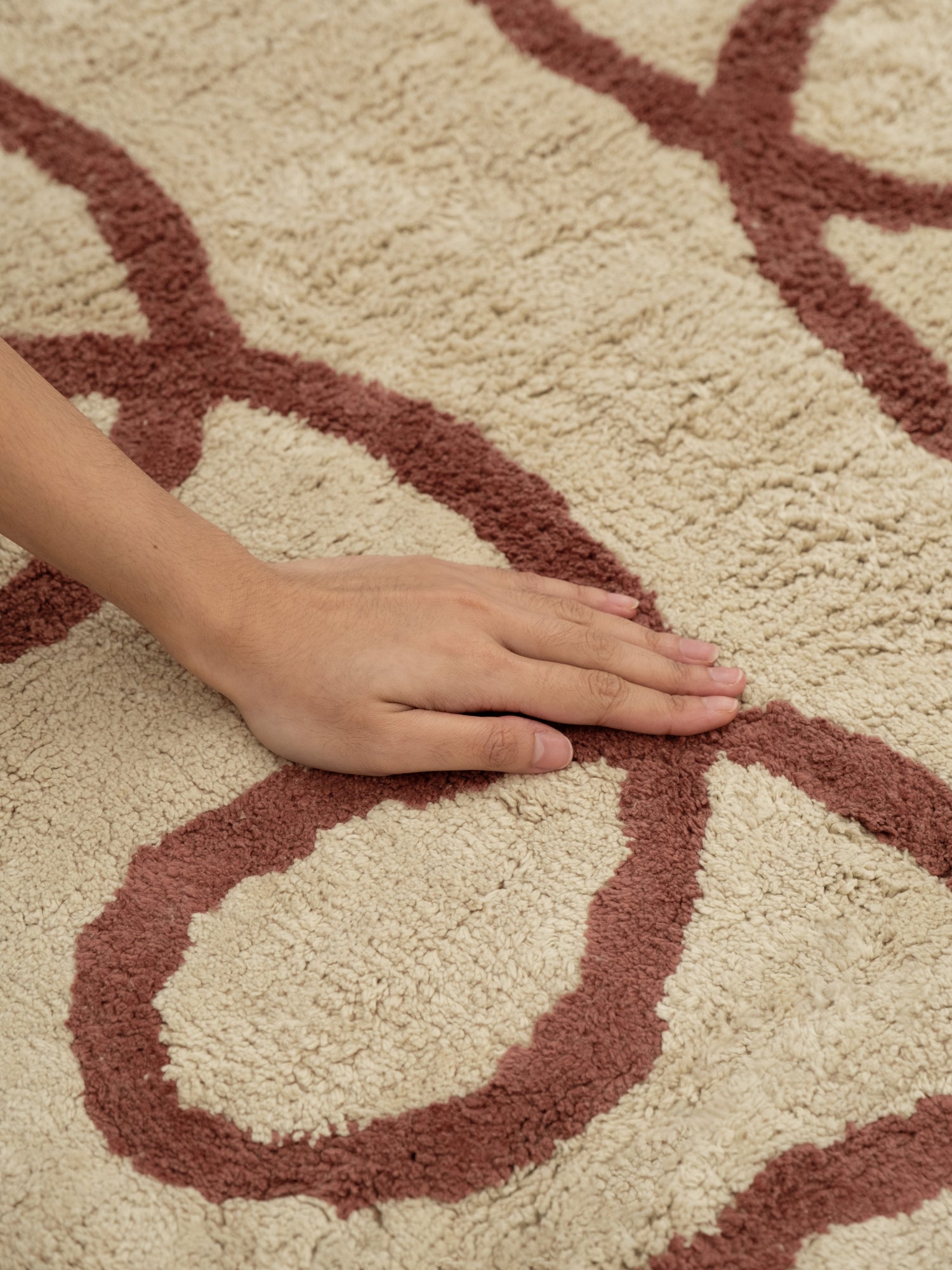 Creative Warm Cream Washable Organic Cotton Cut Pile Rug