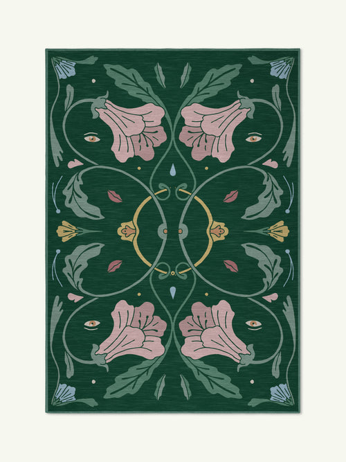Beauty green chenille rug