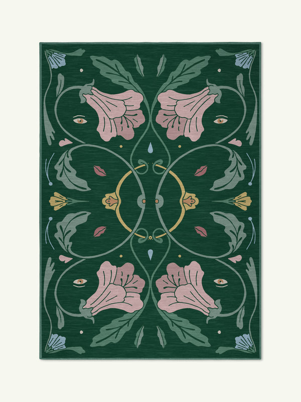 Beauty green chenille rug