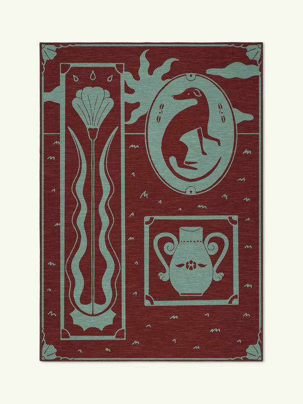 Brooch  burgundy chenille rug