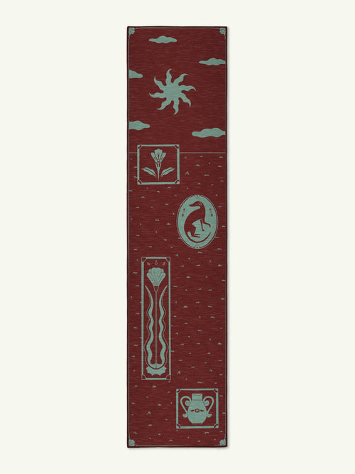Brooch  burgundy chenille rug