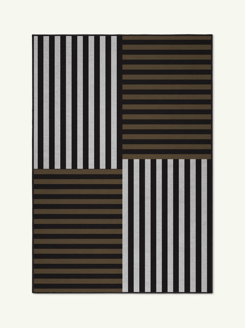 Stack black & brown chenille rug