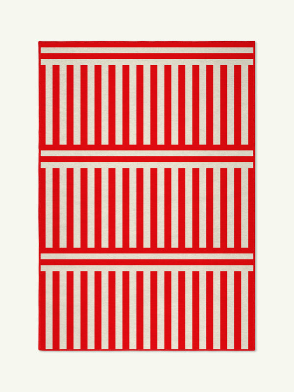 Plinth red chenille rug