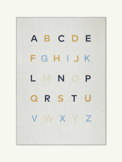 Alphabet neutral chenille rug