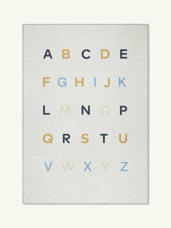 Alphabet neutral chenille rug