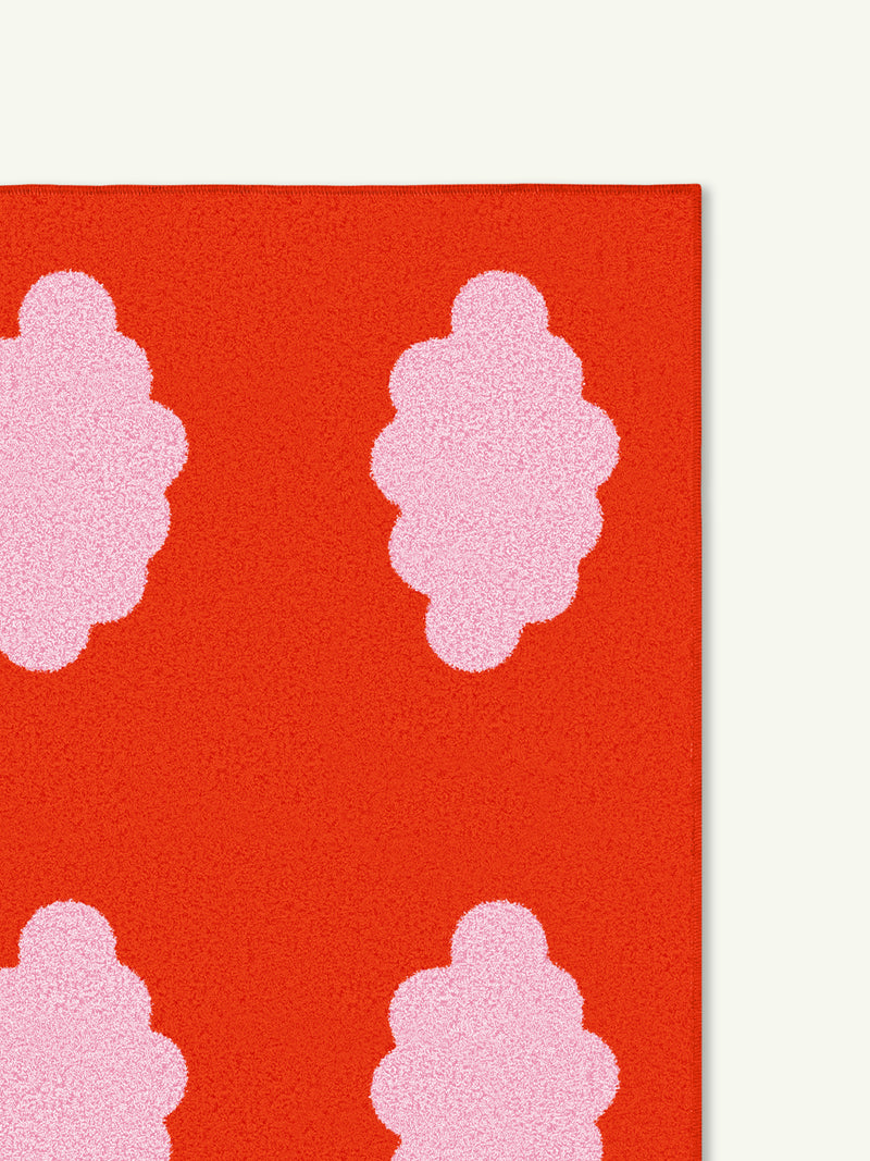 Clouds Red Cotton Feel Rug