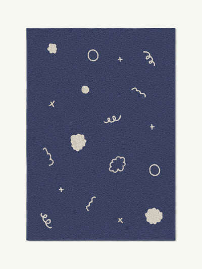 Doodles steel blue cotton feel rug