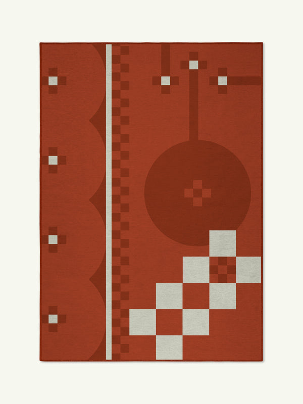 Spot check red chenille rug