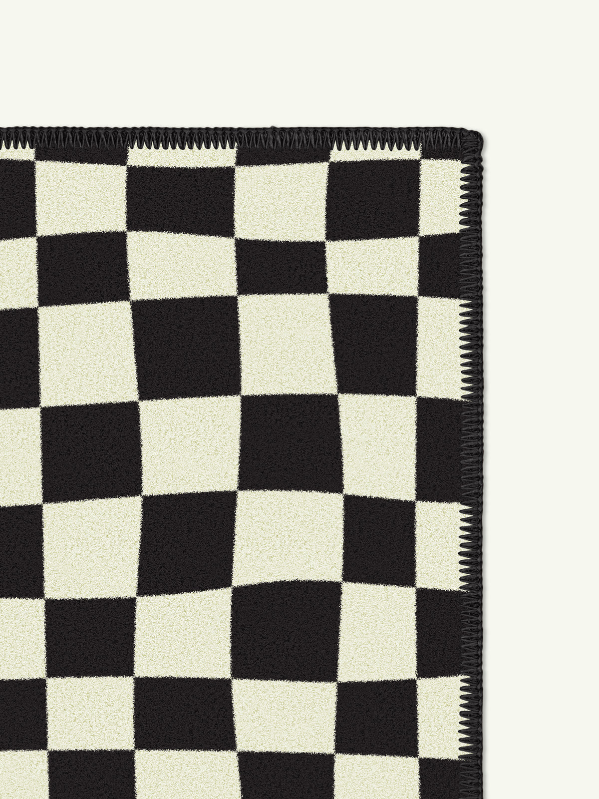 Checked Out Black Cotton Feel Rug