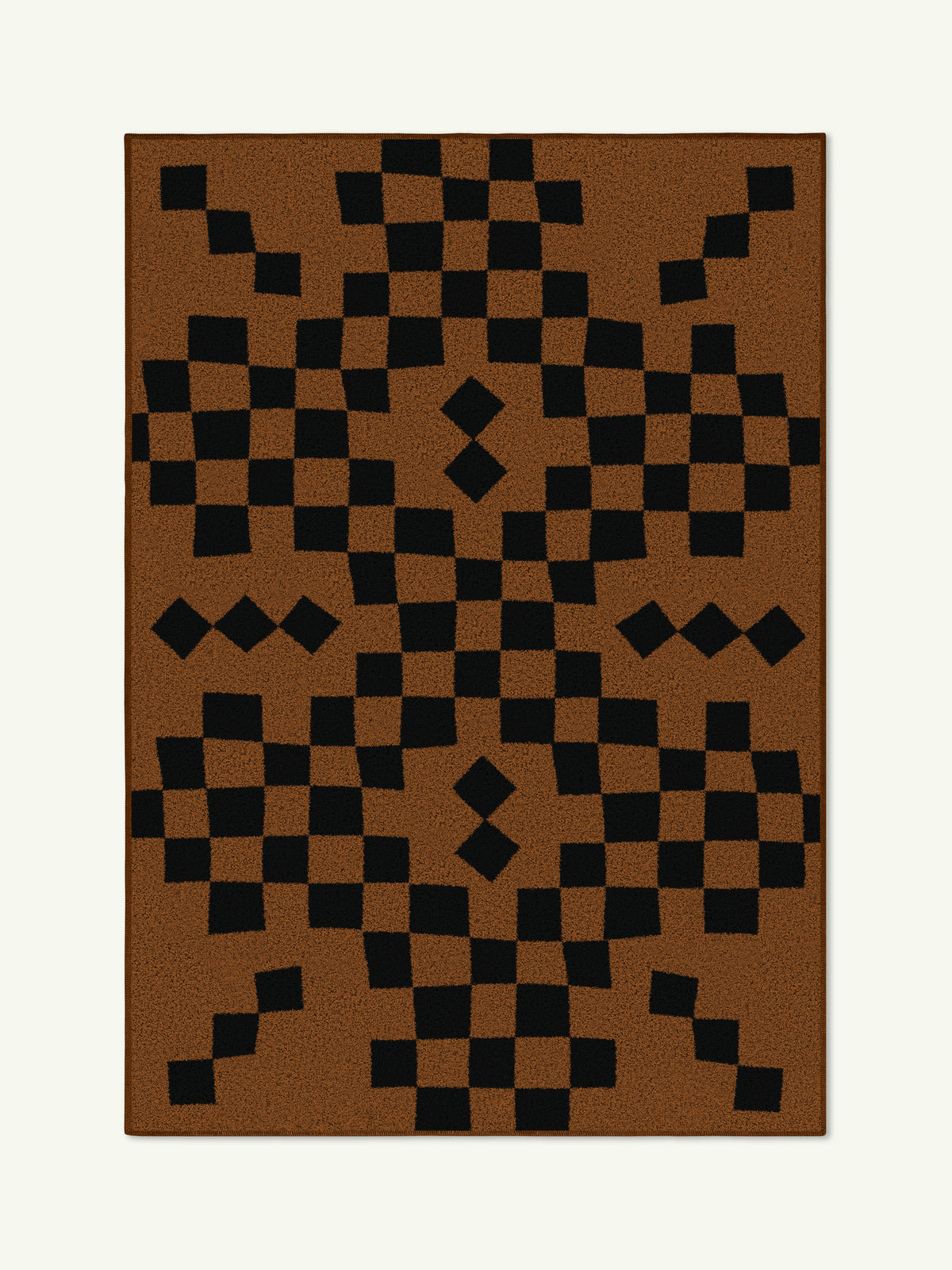 Checking Brown Cotton Feel Rug