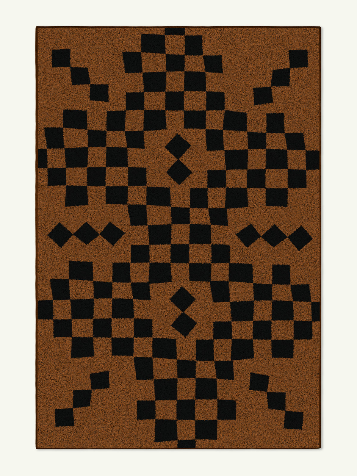 Checking Brown Cotton Feel Rug