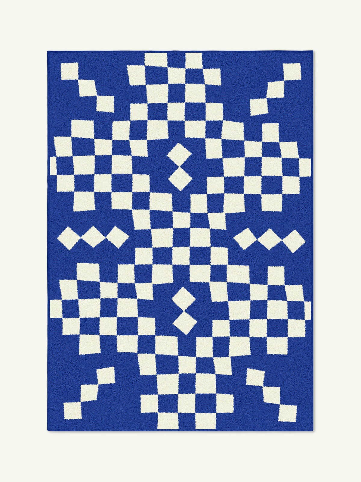 Checking Royal Blue Cotton Feel Rug