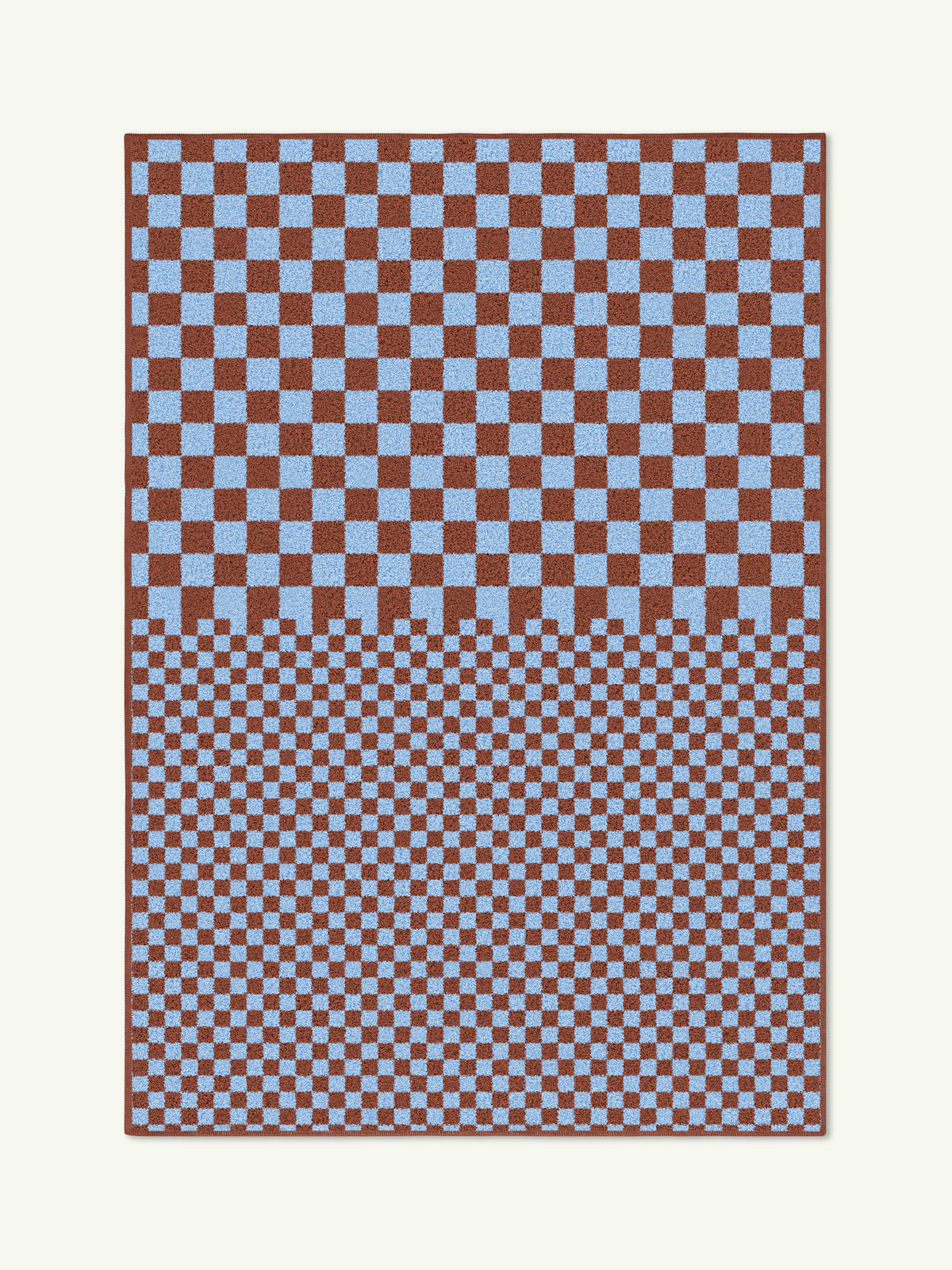 Half Check Light Blue Cotton Feel Rug