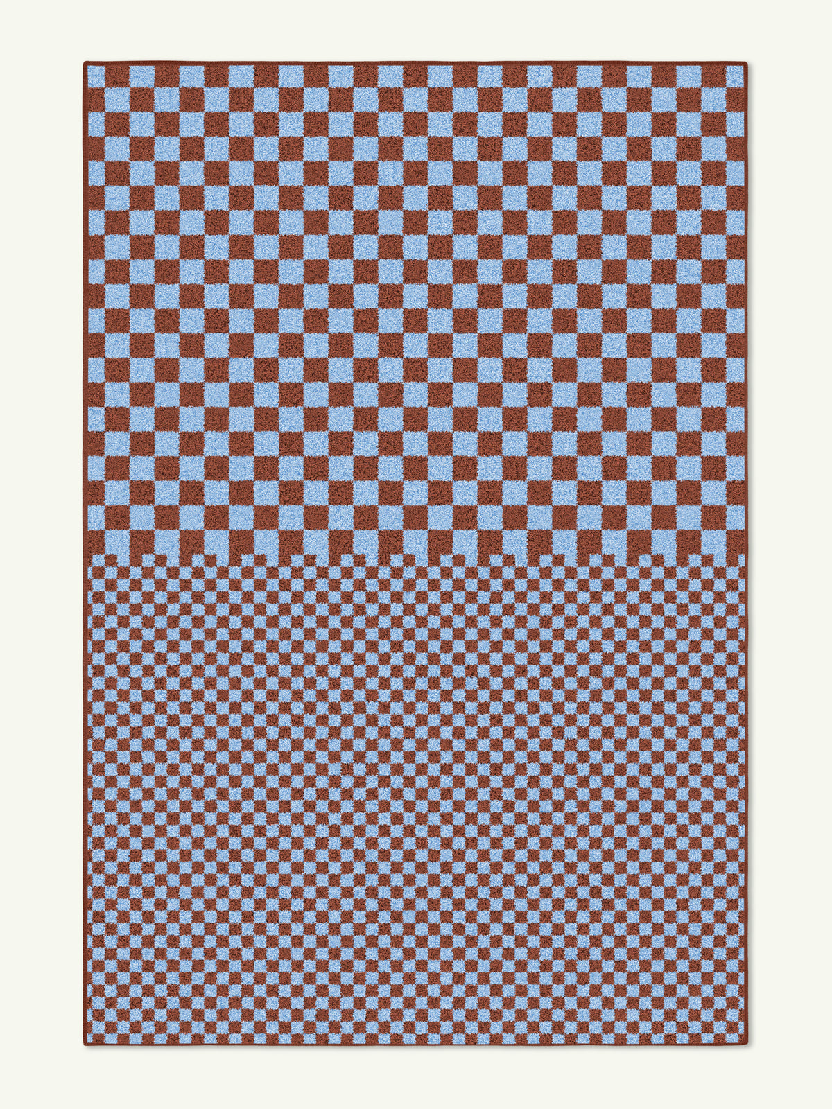 Half Check Light Blue Cotton Feel Rug