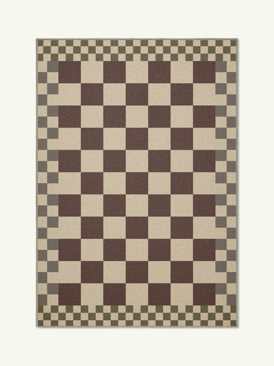 Checkered burgundy new jute rug