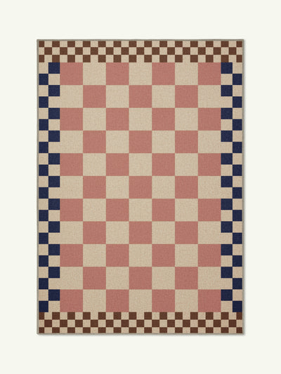 Checkered pale pink new jute rug