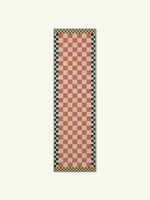 Checkered pale pink new jute runner