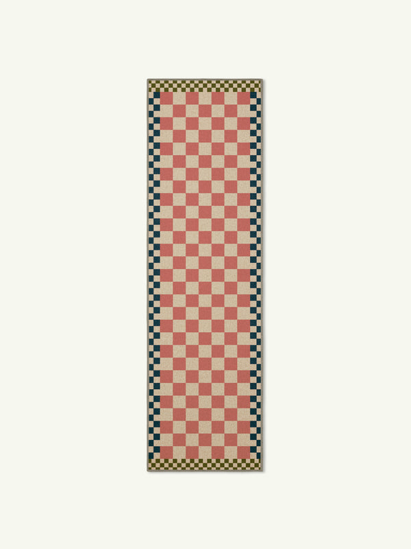 Checkered pale pink new jute runner