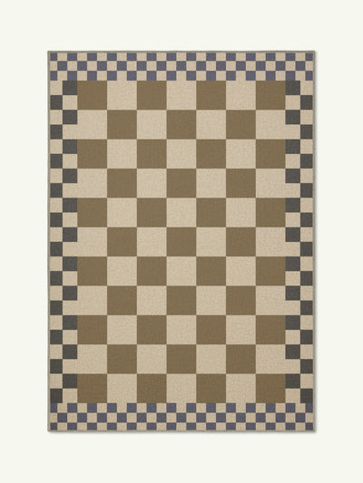 Checkered taupe new jute rug