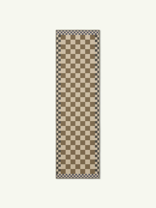 Checkered taupe new jute runner