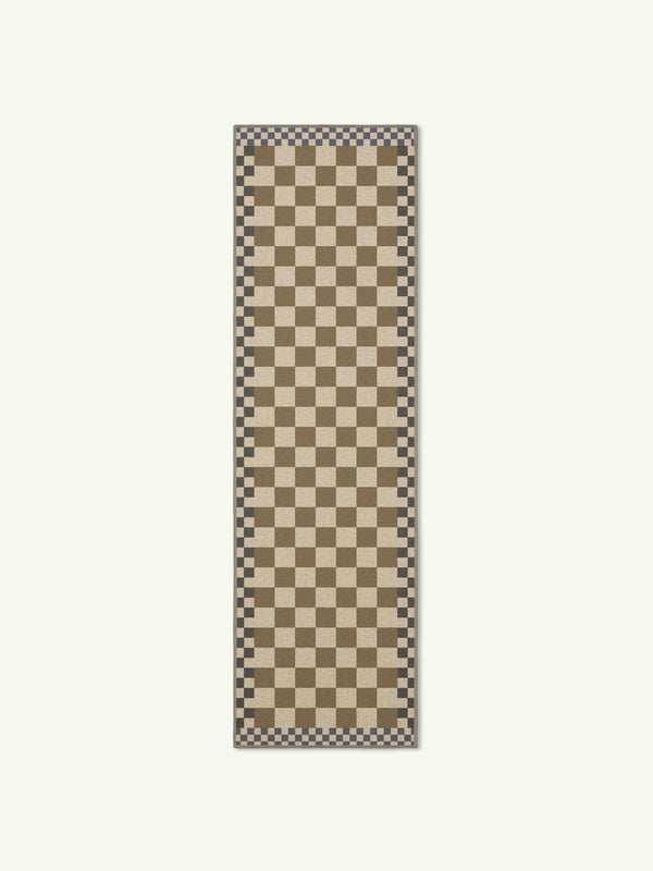 Checkered taupe new jute runner