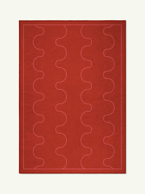 Aligned rouge chenille rug