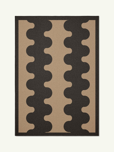 Aligned black new jute rug