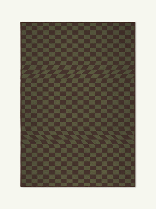 Undulation green chenille rug