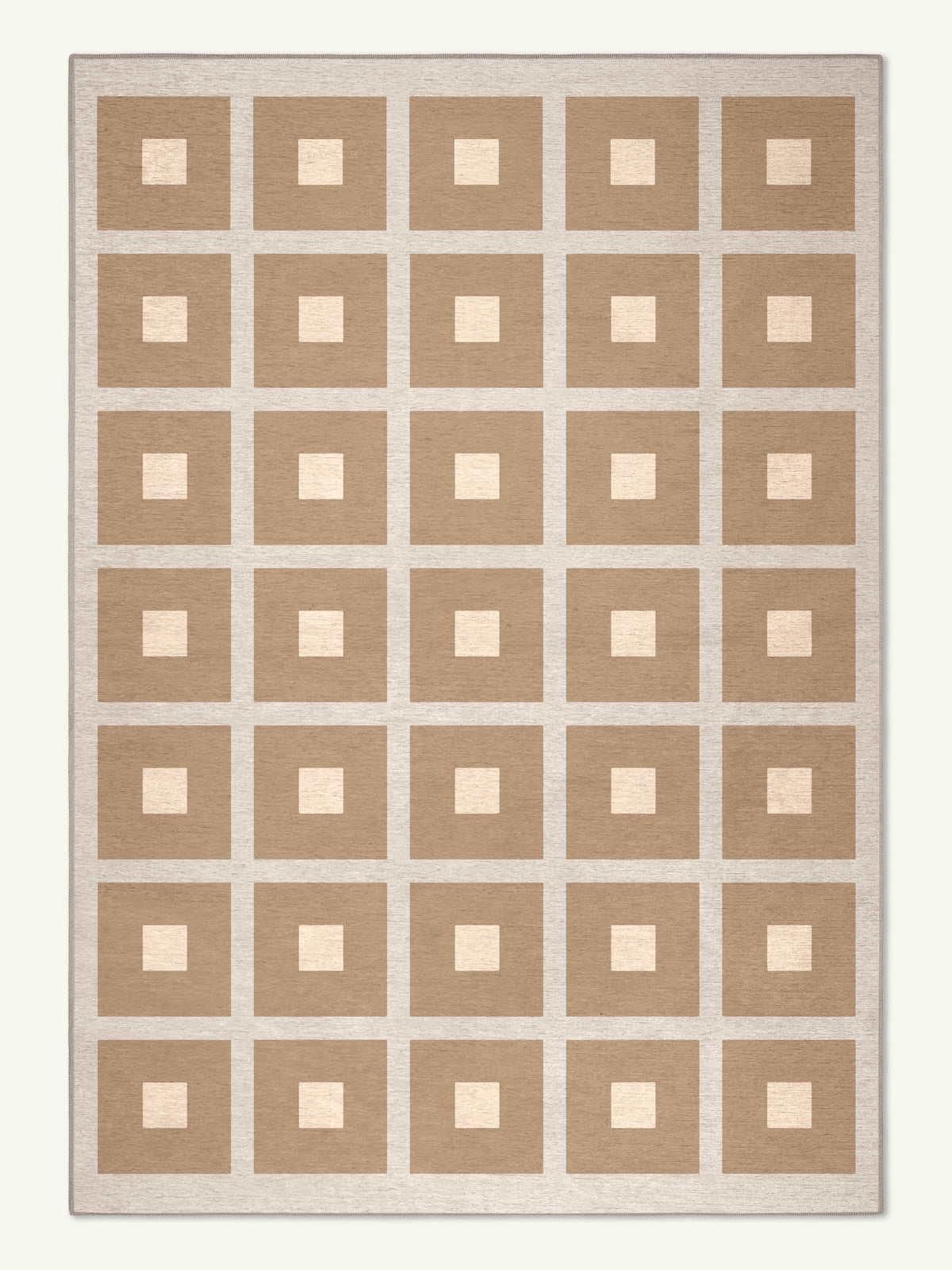 Square Beige Chenille Rug